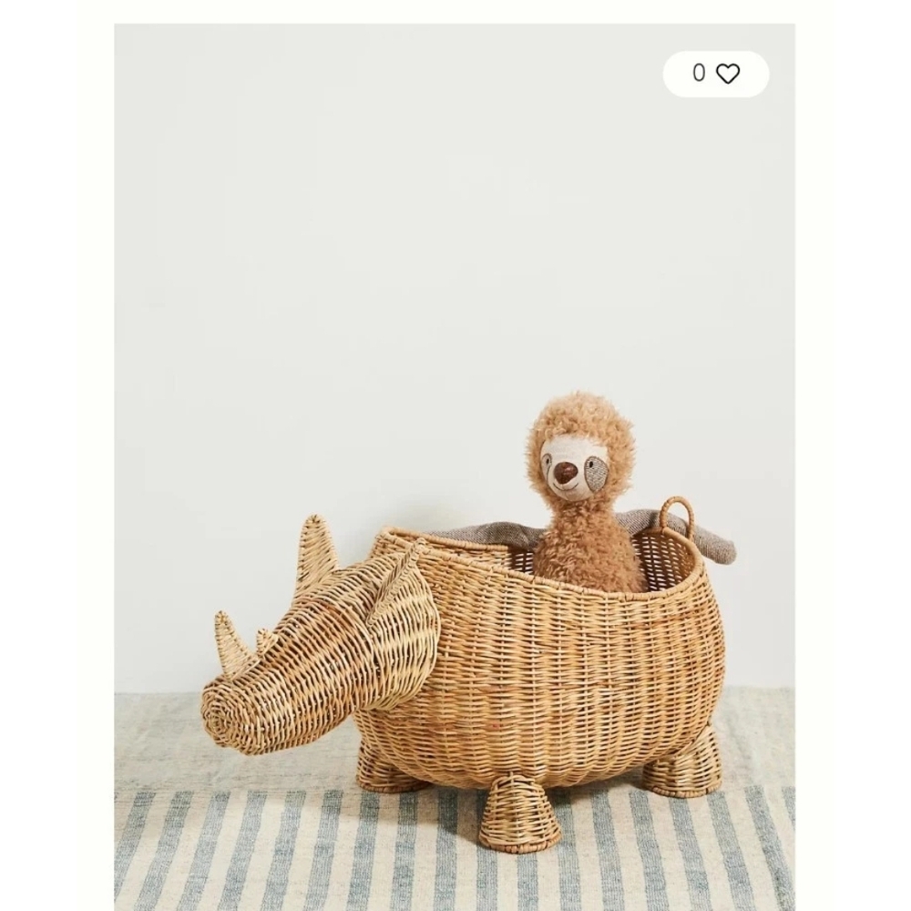 Anthropologie Rhino Woven Basket - Natural Tan
